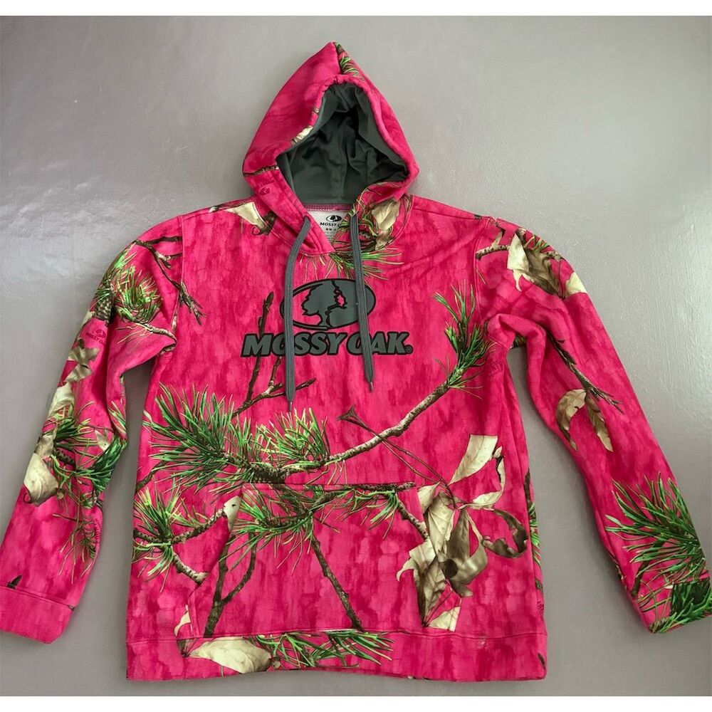Mossy Oak Women's Pink Camo Fleece Hoodie Size M Outdoor Pullover